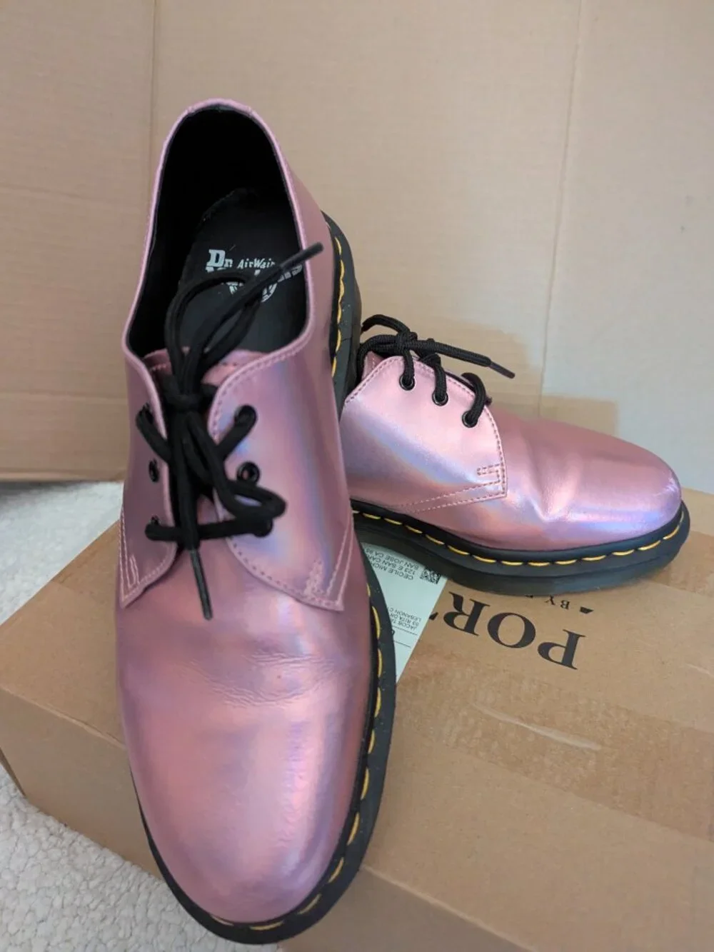Dr. Martens Mens Shoes Flashy Metallic Pink  Size 9.5